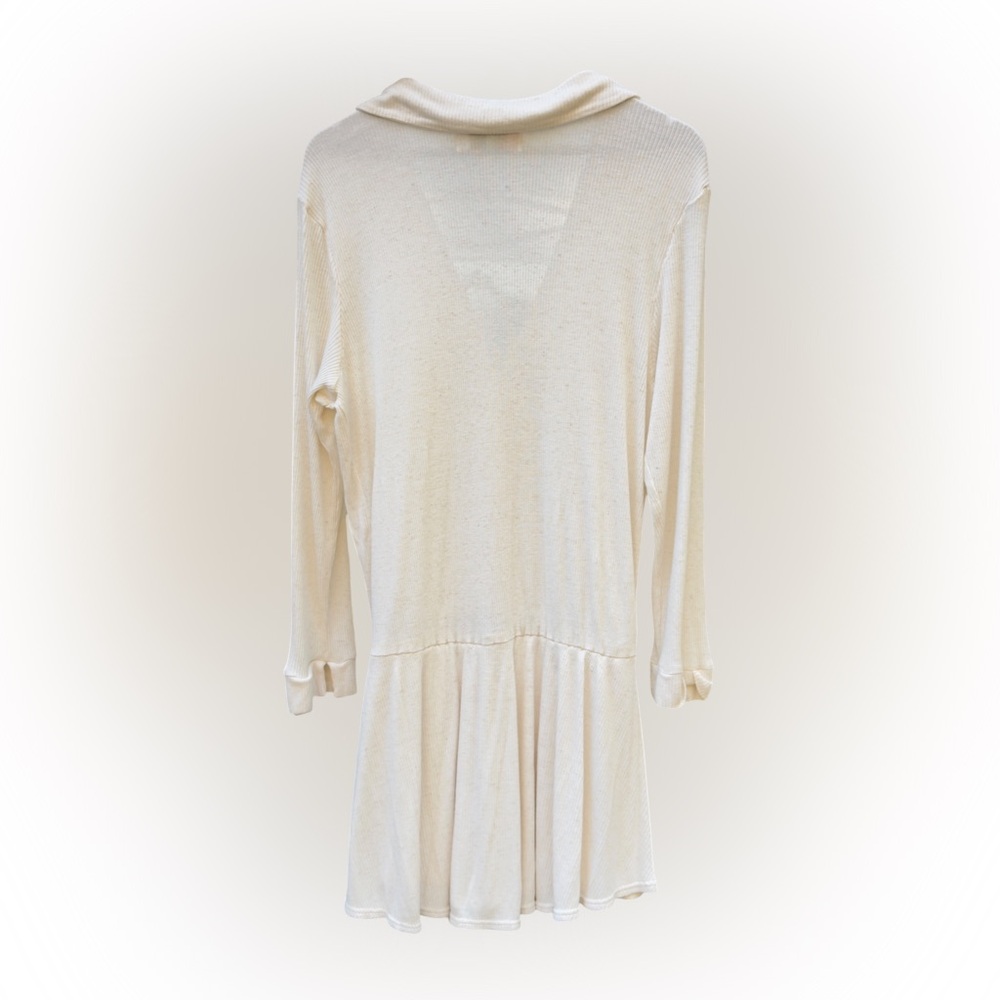 Free People Beach Lively Romper Ivory Rib Knit Lounge Boho Button Front Festival - Picture 4 of 7